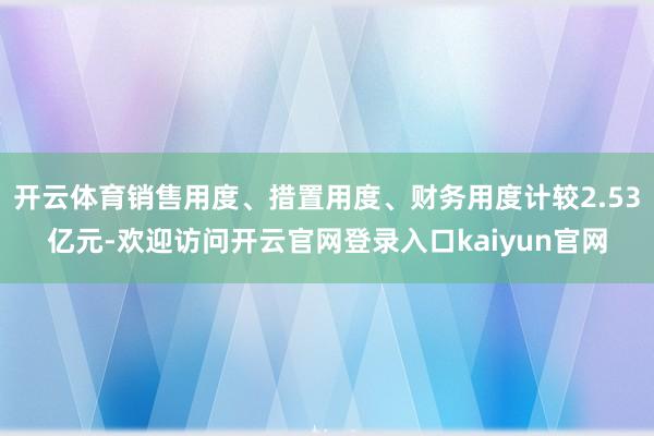 开云体育销售用度、措置用度、财务用度计较2.53亿元-欢迎访问开云官网登录入口kaiyun官网